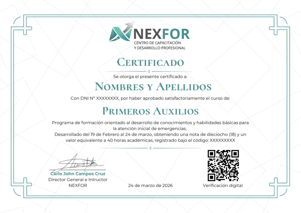 capacitación en primeros auxilios con certificación